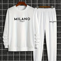 The new men's round - neck hoodie set for Spring and Autumn features a casual and comfortable 3D letter - View 2 | SAMAG