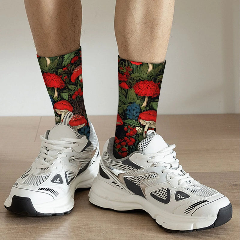 Red Mushroom Men's Socks Novelty Fashion Sports Elastic | SAMAG