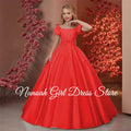 Elegant Flower Girl Dresses for Wedding Satin Beaded - View 13 | SAMAG