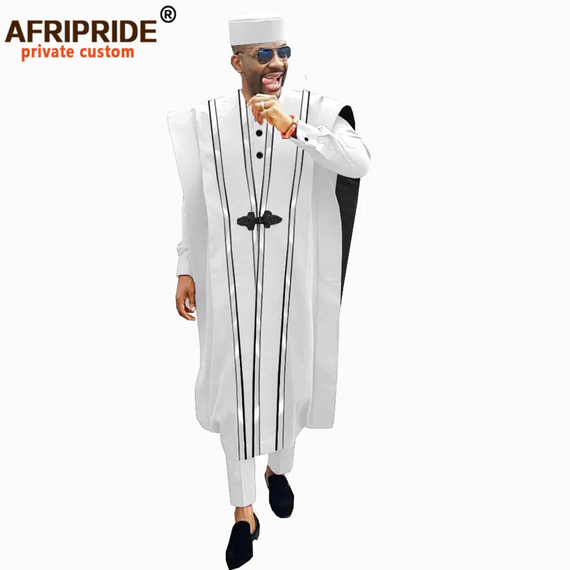 African Men Clothing Agbada Robe Dashiki Shirts Ankara Pants Tribal Hat Wedding Evening Outfits 4 Pieces - View 14 | SAMAG