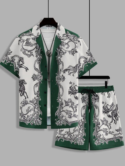 Men's Retro Baroque Floral Print Two-Piece Set | SAMAG