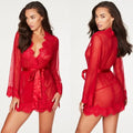Summer Pajamas Lace Sexy Lingerie Woman Robe Babydoll Erotic Transparent Dress Black Nightdress Gowns