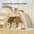 Warmth Enclosed Wooden  Scratching Board Large Villa Style  House for All Seasons Indoor Pet Shelter  Tent Dog Bed