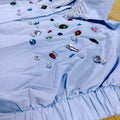 Real Photo Pearls Beads Stitch Cotton Loose Casual Shirts | SAMAG