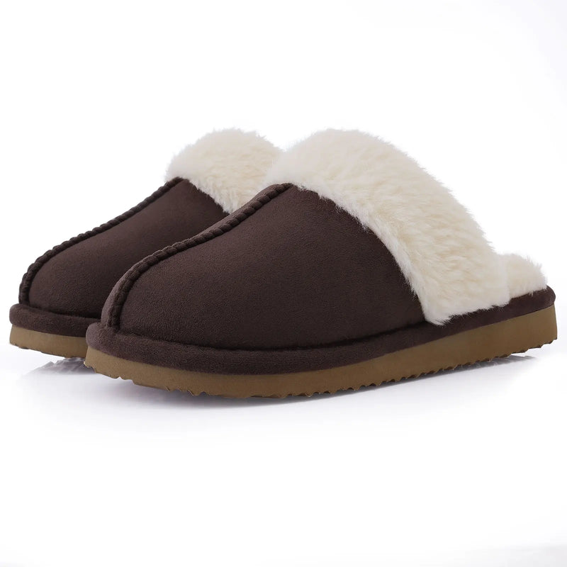 Comwarm Winter Fluffy Fur Slippers for Women Warm New Home Slippers Faux Fur House Mules Shoes Indoor Bedroom Comfy Fuzzy Slides