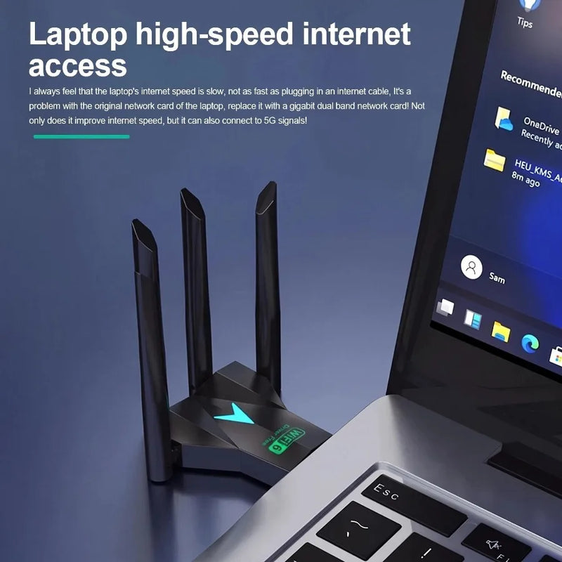 1300Mbps WIFI 6+Bluetooth 5.4 Adapter USB2.0 Dual Band 2.4G/5Ghz 802.11AX wifi+Bluetooth+USB 4 Antenna - Visuel 4 | SAMAG