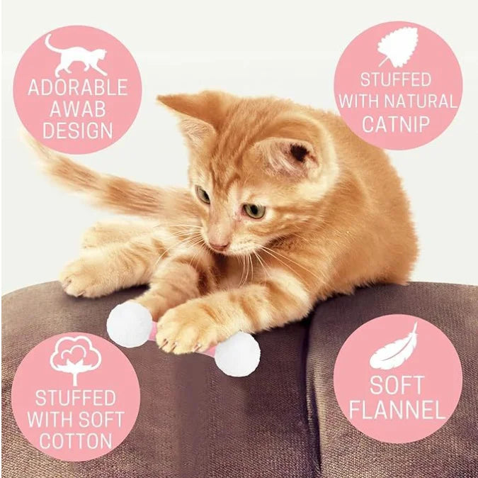 Giant Qtip Cat Toy Soft Plush Catnip Kicker Interactive Kick Stick for Kitten Cats Pet Play Toy Self Play Hunting for Kittens