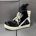Ro Luxury Men Ankle Boot Black Horsehair Boots Women Sneaker Horse Hair High Top Shoe  Casual Shoes Zipper Sneakers