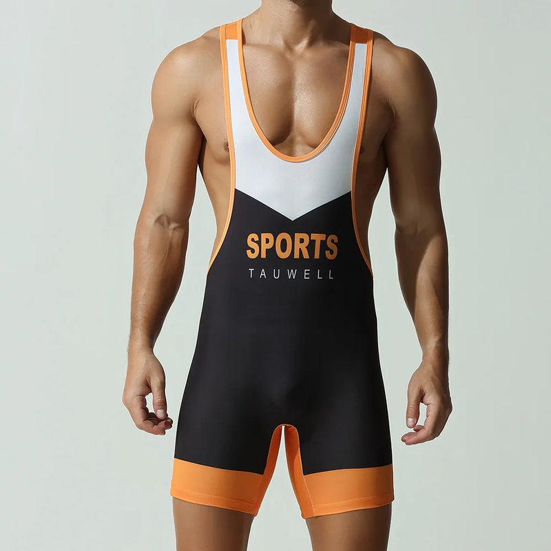 Men's Bodysuit Undershirt Gym Sports Vest Boxers Wrestling Singlets Bodybuilding Jumpsuits Cycling Running Fitness Clothing