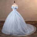 Wedding Dress Shiny Classic Boat Neck Bridal Party Gown - View 17 | SAMAG