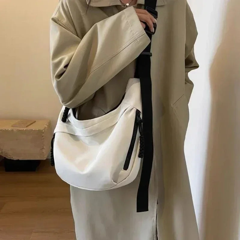 Fashion High Capacity Solid Color Single Shoulder Totes Bag Nylon Hobos Crossbody Bags Solid Casual Zipper Women's Bags