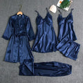 5-piece Set of Women's Sleepwear Sexy Silk Nightgown Lace | SAMAG