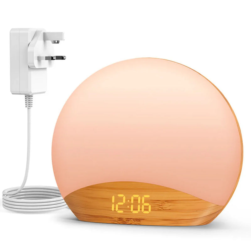 Awakening Wake Up Sunrise Alarm Clock Table Clock Dimmable with 3 Ring 8 Nightlight 26 Sound Sleep Timer Night Light