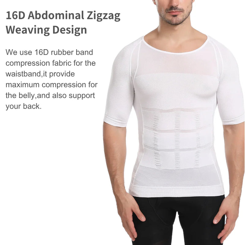 Men's Compression Short Sleeve Shirt Tummy Control Breathable Sweat Wicking Slim Top for Summer Sports Running Daily Casual Wear