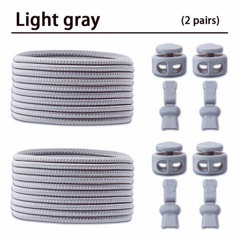 2 Pair No Tie Shoe Laces Kids Adult Quick Laces Round Elastic Shoelaces Without Ties Lock Shoelace Sneakers Shoes Accessories