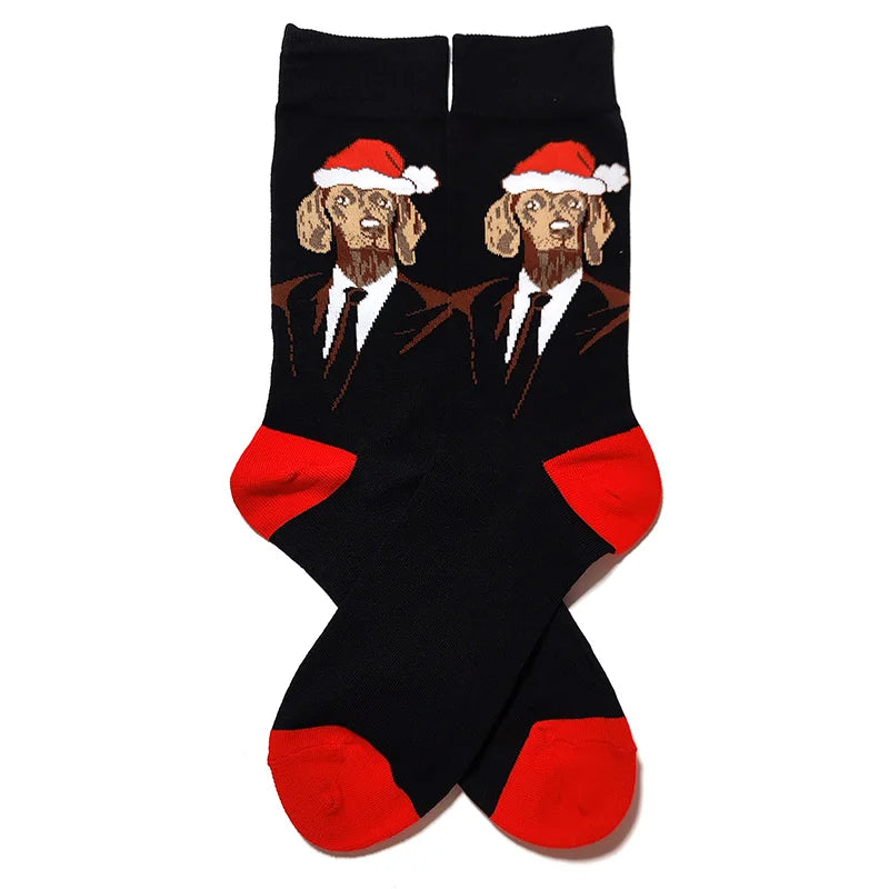 2025 New Men Christmas Socks New Year Funny Snowflake Beer Santa Claus Elk Snow Cotton Happy Socks Men Cartoon Women Sokken