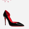 Elegant Hollow Women's High Heels 2026 Luxury Brand Black Pointed Toe Pumps Red Shiny Bottoms Sexy Fashion Ladies Shoes Women