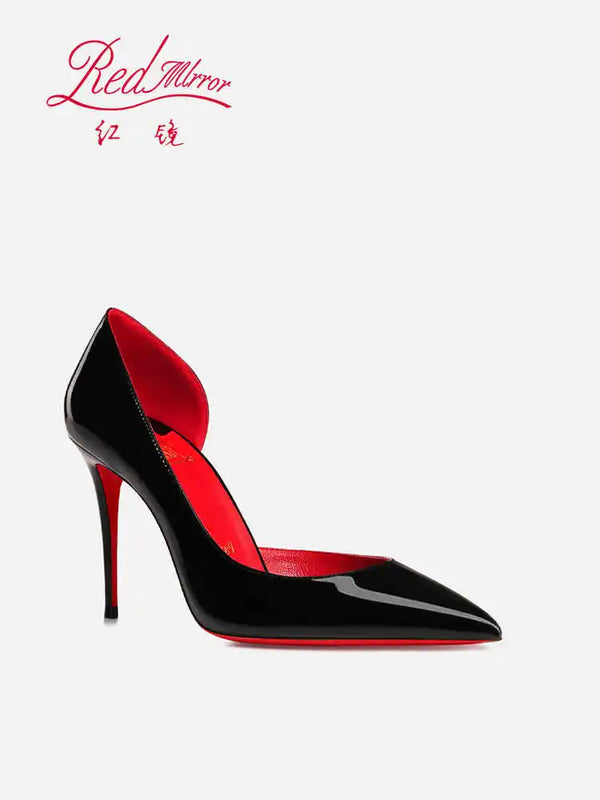 Elegant Hollow Women's High Heels 2026 Luxury Brand Black Pointed Toe Pumps Red Shiny Bottoms Sexy Fashion Ladies Shoes Women