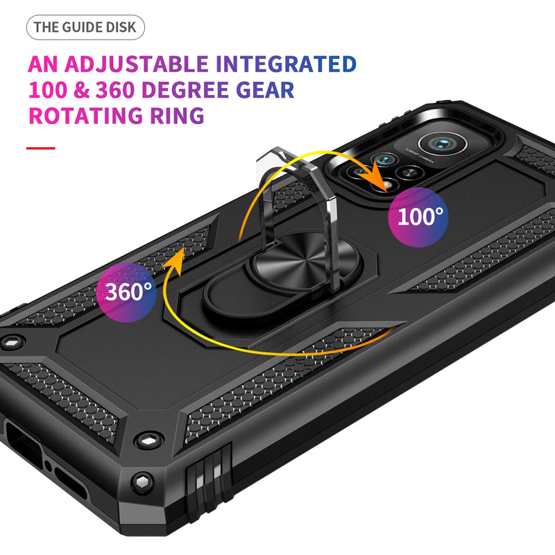 For Xiaomi Mi 10T Mi10T Lite Luxury Armor Shockproof Phone Cases for Mi 11T 12T 13 Pro Car Magnetic Ring Silicone Bumper Case