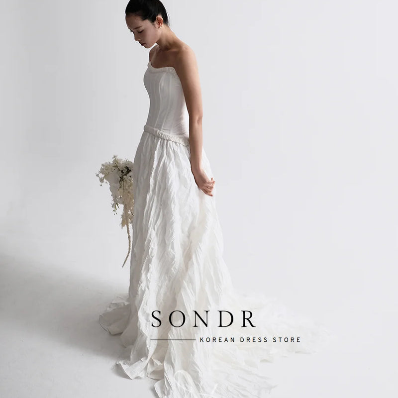 Sondr Customized Elegant Taffeta Pleats Korean Wedding - View 6 | SAMAG