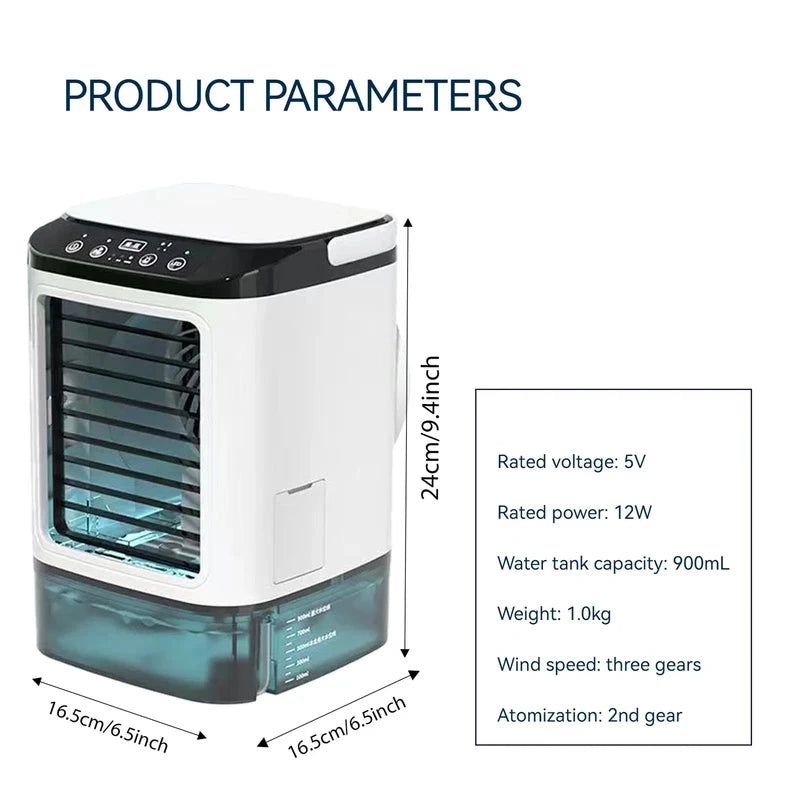 Mini Water Mist Spray Air Cooler Fan USB Portable Evaporative Air Conditioner Humidifier Cooling Fan With Ice Box Silent Desktop