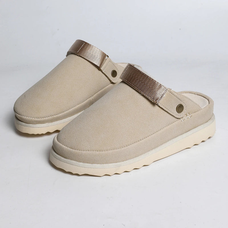 Women Clogs Slip on Mules Suede Platform Ladies Slippers Non Slip Outdoor House Shoes Warm Winter Footwear Ladies Slippers