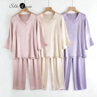20MM 100% Natural Mulberry Silk Satin Pajama Set Solid | SAMAG