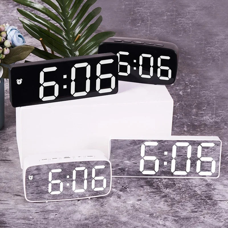 Alarm Clock Chargeable Music Digital Desk Clock Led Snooze Table Decorations Night Mode Electronic Control Voice Wall Clocks