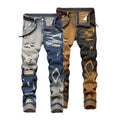 New Retro Jeans Men's Straight Leg Pants Ripped | SAMAG