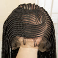Synthetic Full Lace Cornrow Braided Wigs 36 Inches Lace Frontal Square Knotless Box African Braiding Wig for Black Women