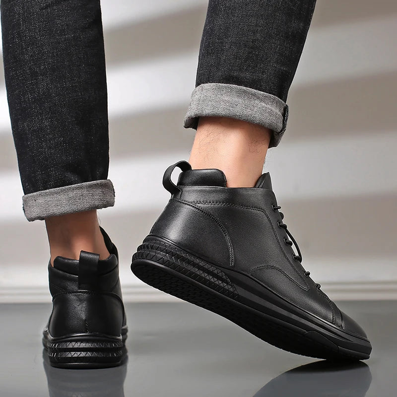 Mens Genuine Leather Outdoor Causal Shoes British Style Flat Designer Antiskid Sports Walking Shoes Comfy Oxford Shoes Hombre