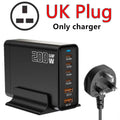 200W Desktop USB C Quick Charger GaN PD Fast Charger 6 Port Mobile Charging Adapter For Laptop iPhone 17 16 15 Samsung Xiaomi