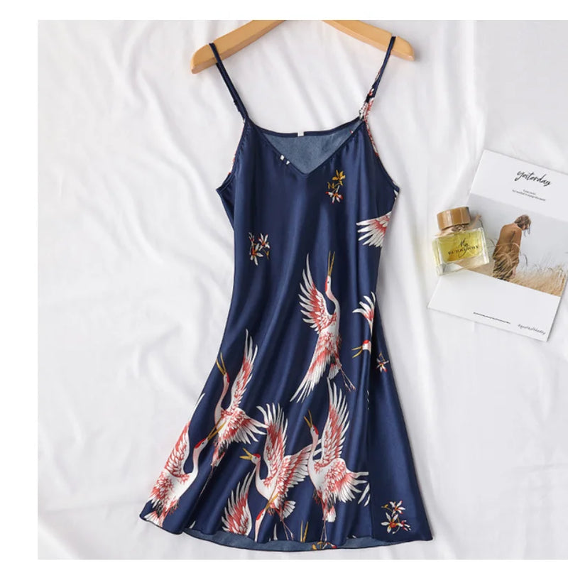 Sexy Nightwear Gown Set Women Pyjama V-Neck Pajamas Silky | SAMAG