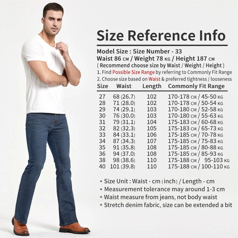 Men's Boot Cut Jeans Slightly Flared Slim Fit Blue Black | SAMAG