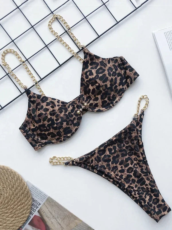 Sexy Metal Chains Underwired Bikini Women Swimsuit Female | SAMAG