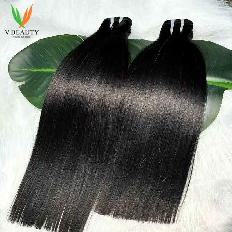 V Beauty Straight Human Hair Bundles Raw Human Hair Extensions Double Drawn 16A Grade Vietnamese Human Hair Virgin Unprocessed