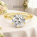 SDOOU Elegant 14K Gold Filled Six Claw Solitaire Moissanite Ring 1/2/3ct D VVS1 Round Cut  Everyday Wear Jewelry Gift for Women