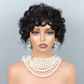 Curly Pixie Cut Human Hair Wigs For Women Black Full Machine Made Short Curly Wigs For Women Brazilian Remy Hair 200% Density