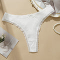 Sexy Lace Thongs Panties Women Low Waist Rib G-String Panty Solid Color Cotton Briefs Breathable Female Comfortable Underwear