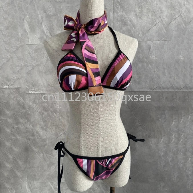 Women's Scarf Swimsuits with Letter Signature Logo Lady | SAMAG