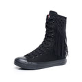 Boots Women Sneakers Canvas Casual High Top Shoes Long Boot Lace-Up Zipper Comfortable Flat Boot Sneakers Tenis Feminino