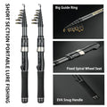 1.5/1.8/2.1/2.4M Fishing Rod Reel Set Ultra Light Carbon Fiber Rod and 5.2:1 Gear Ratio Reel Travel Sea Freshwater Fishing Set