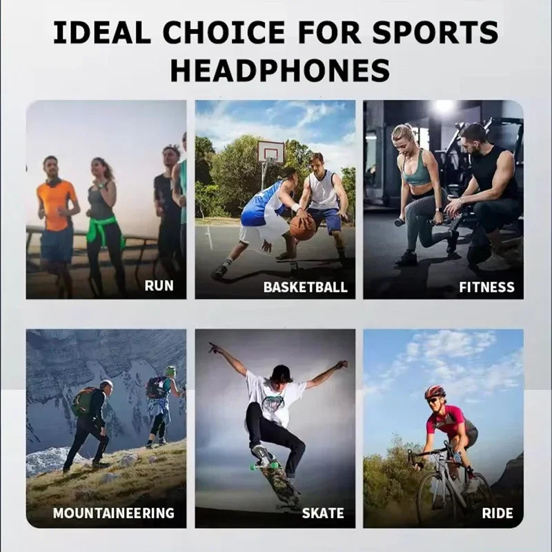 Wireless Bone Conduction Earphones For Running Swimming With Mic Hand-Free Bluetooth Headphone With TF Card Compatible Earbuds