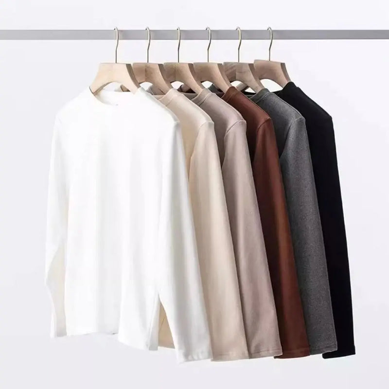 Polyester Men's Thermal Underwear Cold Weather Thermal Clothes Warm Long Sleeve Shirt Base Layer Plus Velvet Shirt