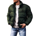2025 Winter New Men's Down Cotton Jacket Daily Casual Windproof Warm Parkas Outwear Short Stand Collar Warm Cotton Clothing