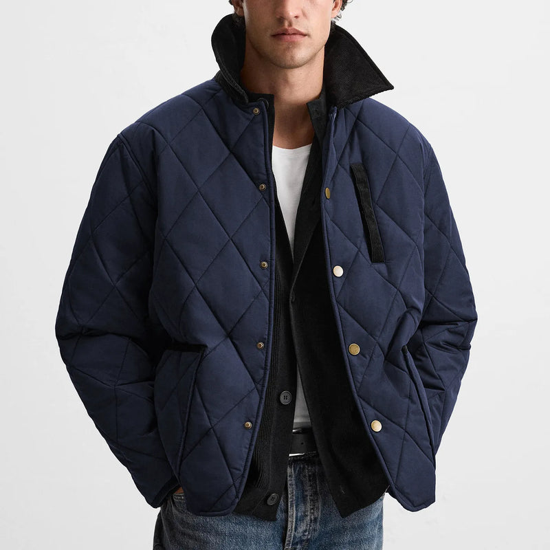 MAMELICCE Original design Stitching contrast turn down collar jacket simple loose cotton jackets tops