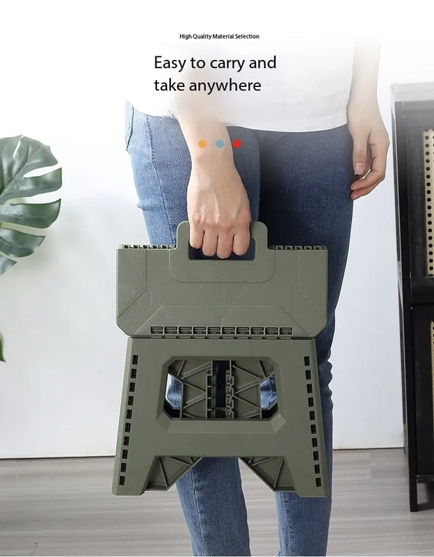Folding Step Stool Strong Load-bearing Heavy-Duty Chair Travel Use Compact Collapsible Chair with Handle Camping Supplies