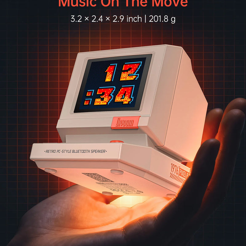 Divoom MiniToo Retro Bluetooth Speaker Portable Pixel Display Music Box Retro Computer Style Speaker Gift