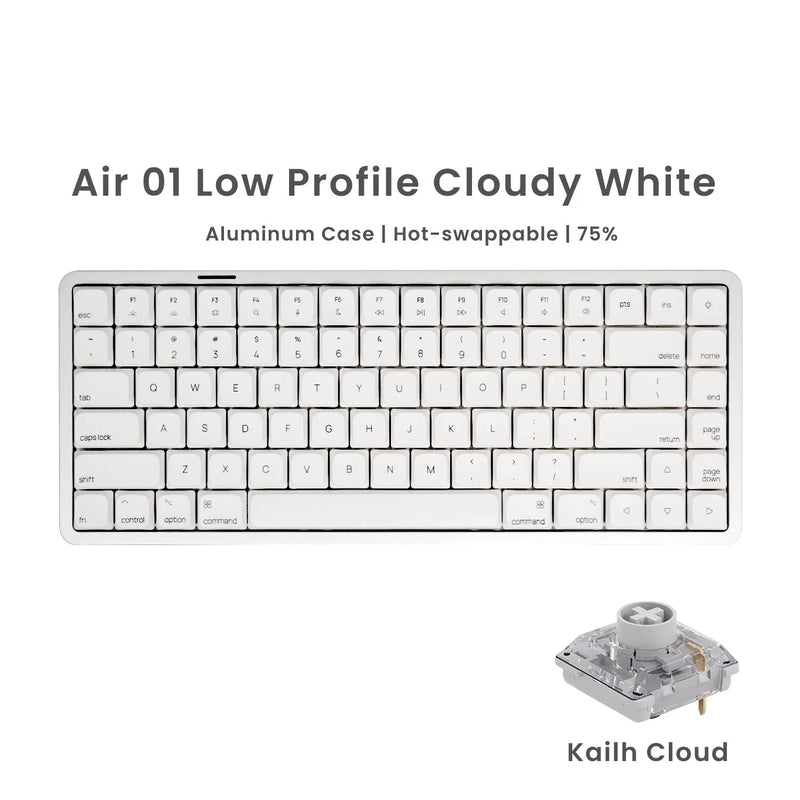 Akko Air 01 Mechanical Keyboard 75% 84-Key Mac Layout Custom Low Profile Hot-swappable RGB Tri-mode Keyboard Gasket Aluminum