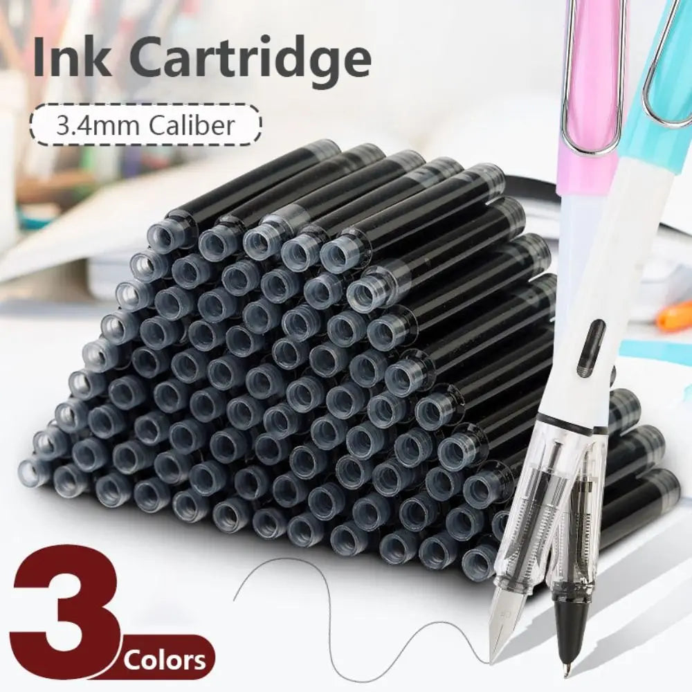 10PCS/Set Simple 3.4mm Caliber Ink Cartridge Blue/Red/Black Plastic Material Fountain Pen Refill Simple Design Pen Ink Students
